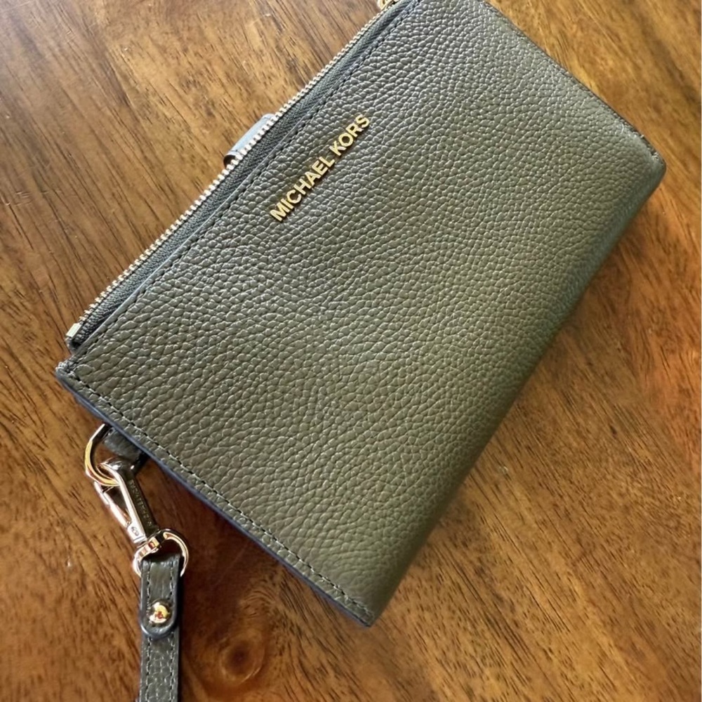Michael Kors Olive Leather Clutch